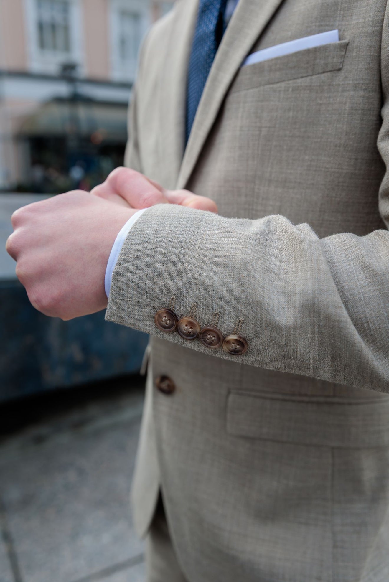 Slim Oasis Dobbeltspent Blazer - Beige/ Sand